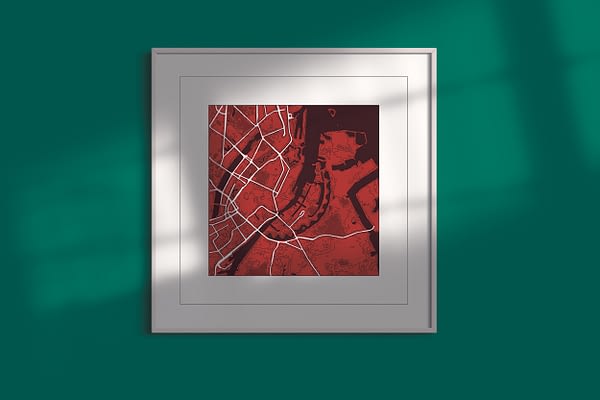 Copenhagen "red wine" print on vivid green background