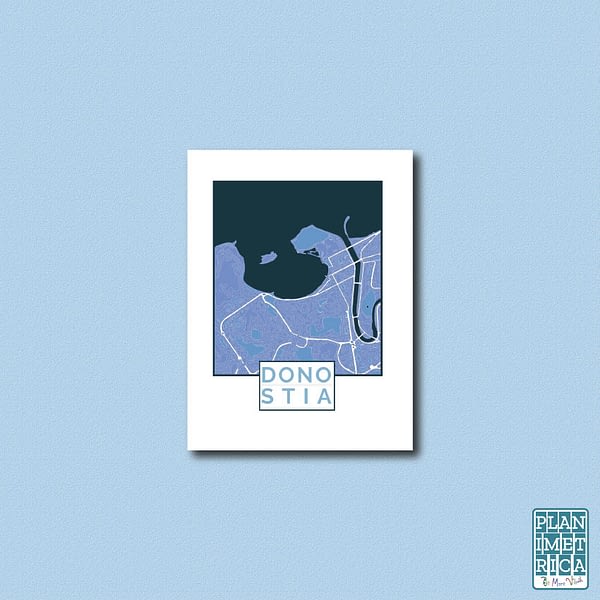 Unframed City Map Poster San Sebastián (Donostia) "Cool Blue" edition 1